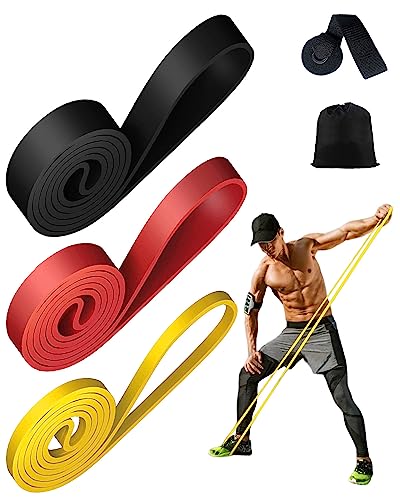 Kwotry Bandas Elasticas Fitness 3 Niveles de Resistencia Anclaje Bandas Elasticas Musculacion Fácil de Llevar Bandas de Resistencia para el Entrenamiento Físico de Estiramiento de Yoga Pilates