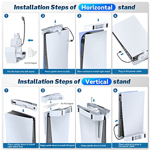 Kytok Soporte PS5 con Ventilador Silencioso, Soporte Horizontal y Vertical con Refrigerador para PS5, Soporte para Playstation 5 con Ventilador de Refrigeración