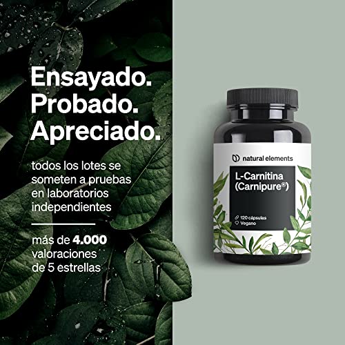 L-Carnitina 2000mg - Primera calidad: Carnipure® de Lonza - 120 cápsulas - Probado en laboratorio, alta dosificación, vegano