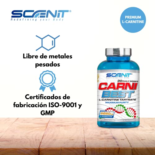 L Carnitina - CARNI BEST - 2660 mg por dosis diaria - L Carnitina Capsulas - L Carnitina Tartrato - Suplemento de L- Carnitina en capsulas - L - Carnitina - 120 cápsulas veganas