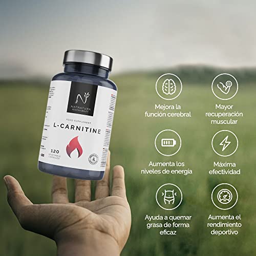 L- Carnitina quemagrasas potente. L-Carnitina pura en cápsulas. Quemagrasas Potente Natural. Aumenta tu Energía y mejora tu Rendimiento, Resistencia y Recuperación. 120 cápsulas vegetales.