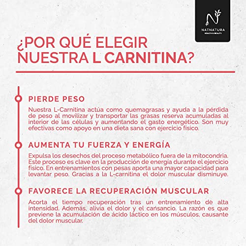 L- Carnitina quemagrasas potente. L-Carnitina pura en cápsulas. Quemagrasas Potente Natural. Aumenta tu Energía y mejora tu Rendimiento, Resistencia y Recuperación. 120 cápsulas vegetales.