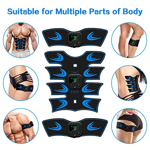 lanmusic Abdominales Electroestimulacion, Electroestimulador Muscular Abdominales para Bdomen/Brazo/Piernas/Glúteos，EMS ABS Estimulador Abdominal, 6 Modos de Entrenamiento (Azul)