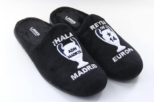 Lares Zapatillas Casa Hala Madrid para Hombre y niño Color: Negro Suapel. Talla: 43 Equipo de fubol Madrid. Campeones de Europa. 14 Champions. Suela Goma. Fabricadas en España.