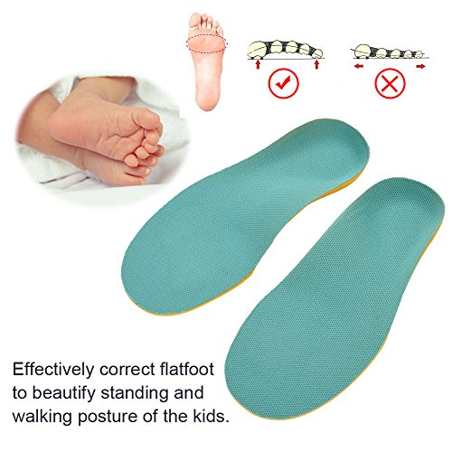 Las plantillas ortopédicas para niños previenen el pie plano, el pie Valgus, la pronación del pie, etc. Almohadillas de zapato 3D a prueba de choques transpirables Insertos Niños Niñas(XL)