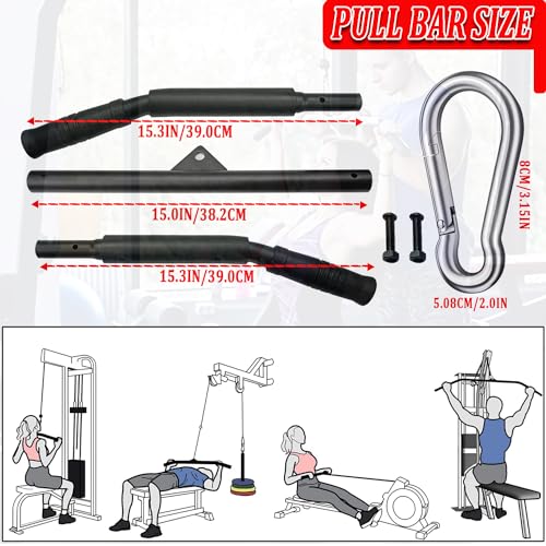 LAT Barra de Pulldown Accesorio para Máquina de Cable Polea Barra para Curl Tricep Mango de Goma Accesorios de Barra Recta para Gimnasio en Casa (102CM)