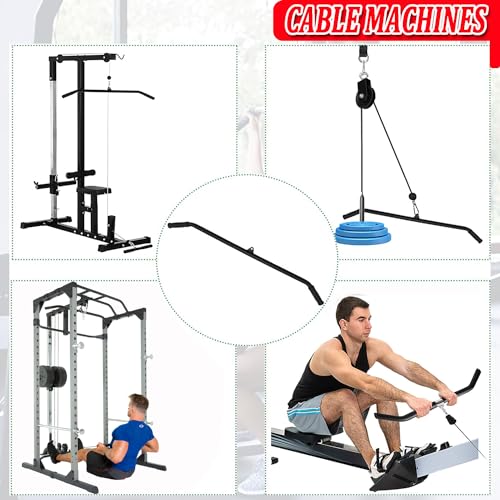 LAT Barra de Pulldown Accesorio para Máquina de Cable Polea Barra para Curl Tricep Mango de Goma Accesorios de Barra Recta para Gimnasio en Casa (102CM)