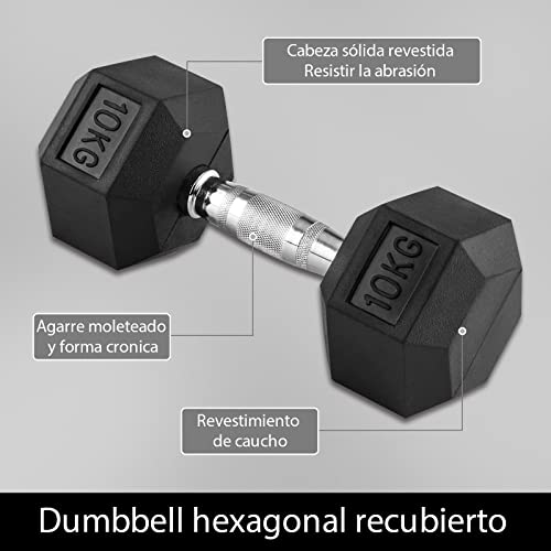 LAZY SPORTS Mancuernas hexagonales ergonómicas con empuñadura de Cromo Unidad y Revestimiento de Caucho