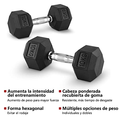 LAZY SPORTS Mancuernas hexagonales ergonómicas con empuñadura de Cromo Unidad y Revestimiento de Caucho