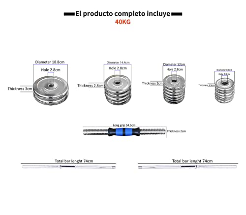 LAZY SPORTS Mancuernas Mancuernas Ajustables, Juego de Mancuernas, Juego de Entrenamiento de Levantamiento Ajustable para Hombres y Mujeres, Entrenamiento Corporal (METAL 40KG)