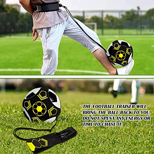 LBING Fútbol Trainer Cinturón de Entrenamiento de fútbol con 10 Conos De Entrenamiento para Pelota Fútbol,Voleibol y Rugby,Regalos de Fútbol para Niños Adultos