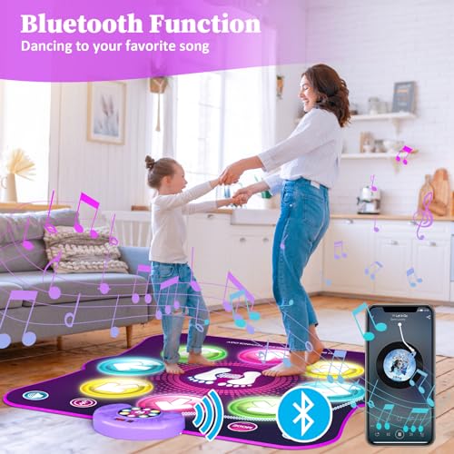 LEAPRCSTORE Alfombra de Baile Juguetes para Niñas Niños, Música Alfombrilla de Baile con 8 Flechas de Luz LED y Inalámbrico Bluetooth, 6 Modos, Navidad Cumpleaños Regalos para 3 4 5 6 7 8 9 10+ Años