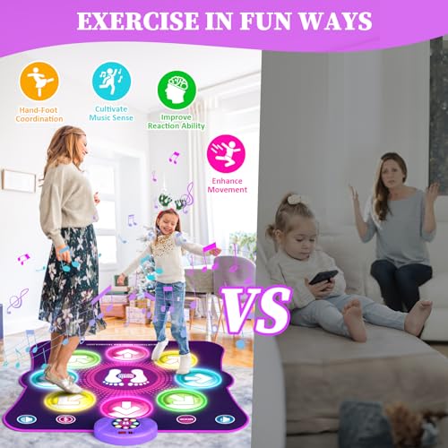 LEAPRCSTORE Alfombra de Baile Juguetes para Niñas Niños, Música Alfombrilla de Baile con 8 Flechas de Luz LED y Inalámbrico Bluetooth, 6 Modos, Navidad Cumpleaños Regalos para 3 4 5 6 7 8 9 10+ Años