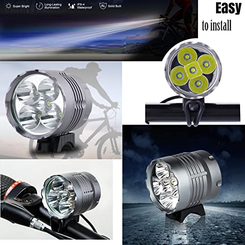 LED Luz Linterna LáMPARA Torch 5 X LED / 6000 lúmenes LED de Bicicleta/Bici lámpara Luz LED Frontal para Manillar de Bicicleta Bicicletas (5 focos, 3 Modos) con batería