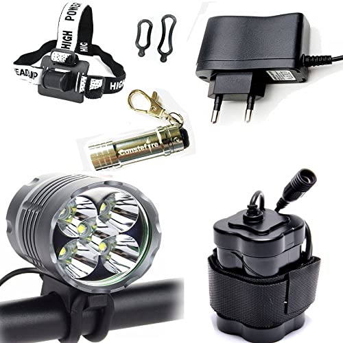 LED Luz Linterna LáMPARA Torch 5 X LED / 6000 lúmenes LED de Bicicleta/Bici lámpara Luz LED Frontal para Manillar de Bicicleta Bicicletas (5 focos, 3 Modos) con batería