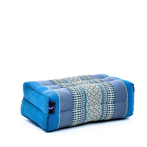 LEEWADEE Set de 2 Bloques de Yoga pequeños – Cojines para Pilates, Almohadas para el Suelo Hechas a Mano de kapok, 35 x 18 x 12 cm, Set de 2, Azul Claro