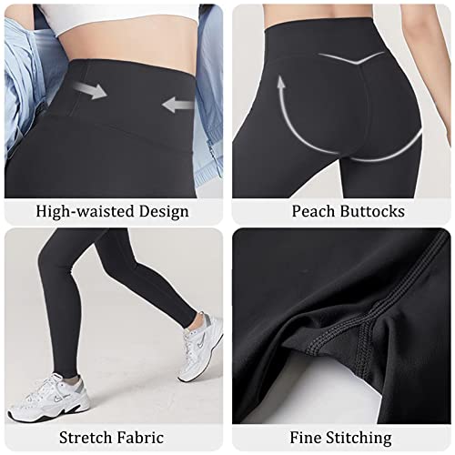 Leggins Deportivos Mujer, Leggings Push Up Cintura Alta Pantalon Yoga Anti Cellulite Fitness Control de Barriga Leggins Elásticos Ropa Deportiva (L, Negro)