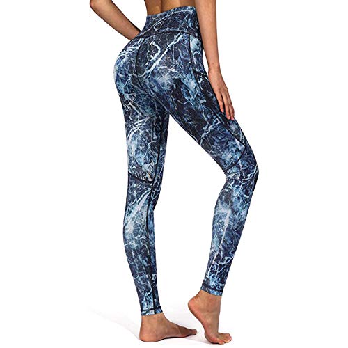 Leggins Invierno Mujer Colores Cintura Alta Push Up Pantalon Deporte Yoga Mallas De Deporte con Bolsillos Y Estampado Leggins Reductores Adelgazantes Mallas Fitness para Fitness Y Running Y Pilates