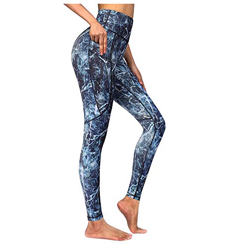 Leggins Invierno Mujer Colores Cintura Alta Push Up Pantalon Deporte Yoga Mallas De Deporte con Bolsillos Y Estampado Leggins Reductores Adelgazantes Mallas Fitness para Fitness Y Running Y Pilates