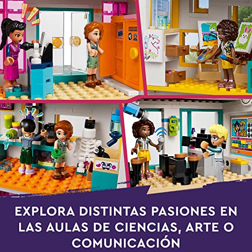 LEGO 41731 Friends Escuela Internacional de Heartlake, Juguete de Construcción Modular para Niñas y Niños de 8 Años, 5 Mini Muñecas 2023 Aliya, Olly y Autumn, Figura de Hamster y Accesorios