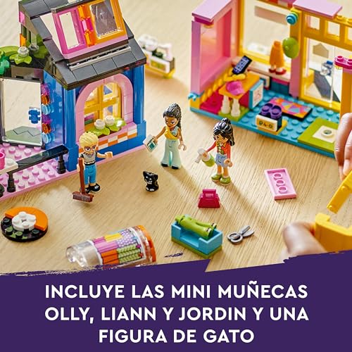 LEGO Friends Tienda de Moda Retro de Juguete con Accesorios, Maqueta de Construcción, Juego de Roles con Mini Muñecos de Personajes y Figura de Gato, Regalo para Niñas y Niños de 6 Años o Más 42614