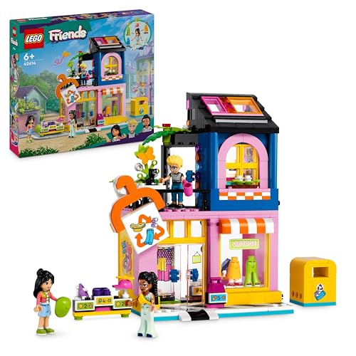 LEGO Friends Tienda de Moda Retro de Juguete con Accesorios, Maqueta de Construcción, Juego de Roles con Mini Muñecos de Personajes y Figura de Gato, Regalo para Niñas y Niños de 6 Años o Más 42614