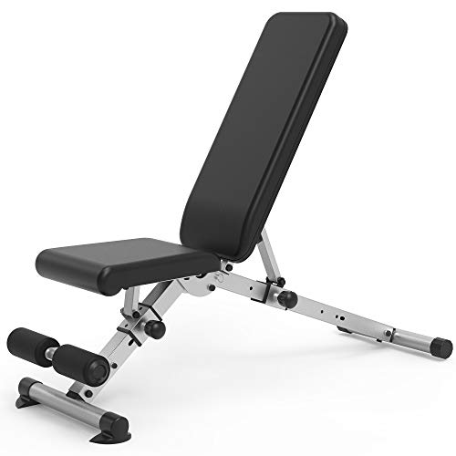 leikefitness Banco de pesas ajustable plegable con bloqueo automático para declinación vertical de inclinación y ejercicio plano de cuerpo completo (GM5809 (negro)