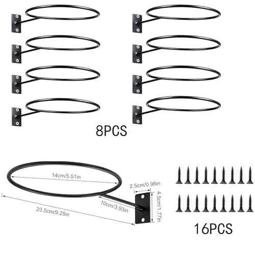 Lelang Soporte de Pared para balones, 8 Piezas de Metal Negro, Soporte de Pared para balones con 16 Tornillos, Soporte de Pared para balones de Baloncesto, fútbol, Rugby y Voleibol