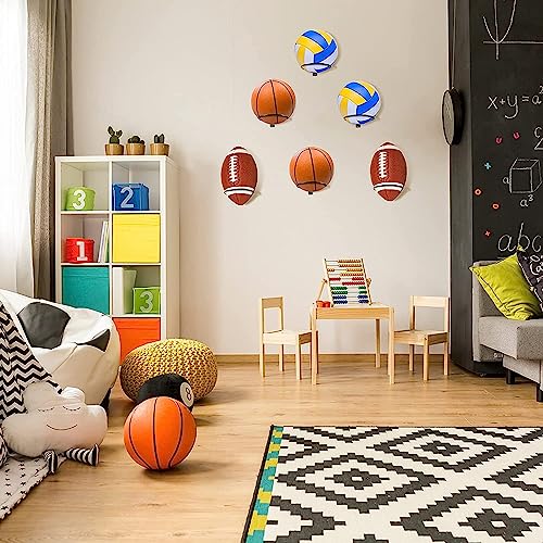 Lelang Soporte de Pared para balones, 8 Piezas de Metal Negro, Soporte de Pared para balones con 16 Tornillos, Soporte de Pared para balones de Baloncesto, fútbol, Rugby y Voleibol