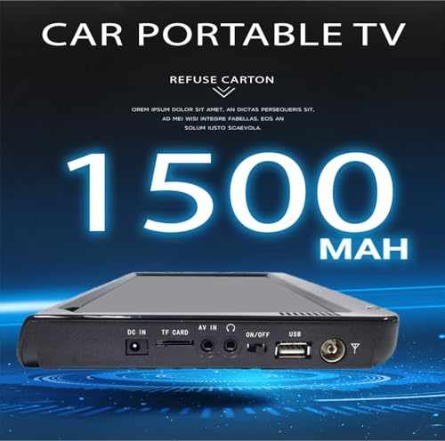 Lelukee TV Digital Portátil con batería de 1500 mAh,12 Pulgadas 1080P Mini TV DVBT/T2 Sintonizador,Batería incorporada,12v Carga Coche,Freeview TV al Aire Libre,en Coche.