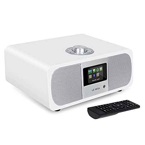 LEMEGA M3P Radio Internet Estéreo WiFi,Radio Digital Dab/Dab+ y FM,Bluetooth,Spotify,Salida de Auriculares,60 Preselecciones,Reloj con Doble Alarma,Mando a Distancia y Control por App - Roble Blanco