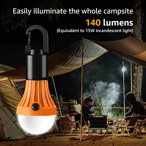 Lepro Linterna de Camping, Luz de Camping con batería, Farol LED portátil para Tienda, Resistente al Agua, 3 Modos de iluminación para Acampar, Senderismo, Cortes de Energía, Batería Incluida, 4 pcs