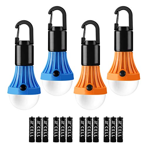 Lepro Linterna de Camping, Luz de Camping con batería, Farol LED portátil para Tienda, Resistente al Agua, 3 Modos de iluminación para Acampar, Senderismo, Cortes de Energía, Batería Incluida, 4 pcs