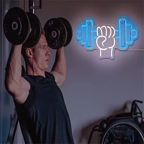 Letreros neón con barra luz neón led con mancuernas letrero iluminado para gimnasio decoración hogar muro decoración por cuarto entrenamiento deporte físico club decoración neón regalo para,A