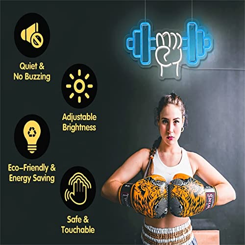 Letreros neón con barra luz neón led con mancuernas letrero iluminado para gimnasio decoración hogar muro decoración por cuarto entrenamiento deporte físico club decoración neón regalo para,A