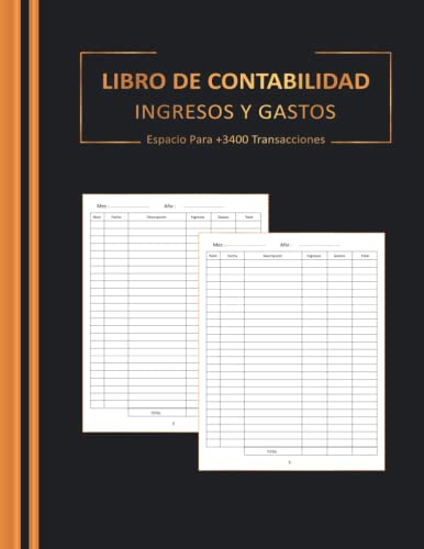 Libro de Contabilidad - ingresos y Gastos: Libro de ingresos y gastos para comerciantes individuales y pequeñas empresas - para autónomos - Tamaño A4 - 120 Páginas