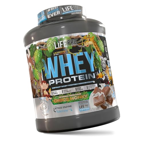 Life Pro Whey Choco Monky 2kg Limited Edition | Suplemento deportivo para evitar el catabolismo | Mejora el rendimiento | Protege los tejidos