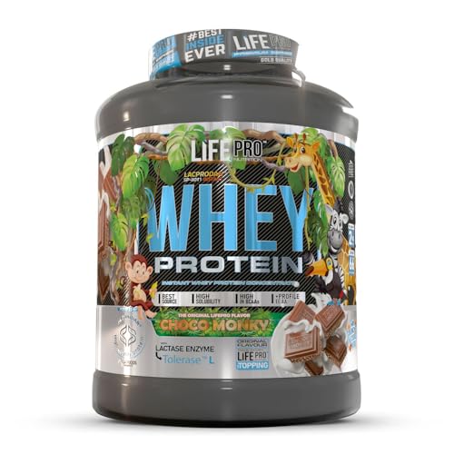 Life Pro Whey Choco Monky 2kg Limited Edition | Suplemento deportivo para evitar el catabolismo | Mejora el rendimiento | Protege los tejidos