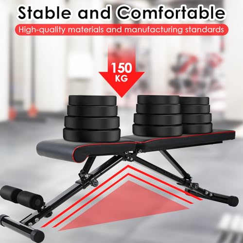 LIFERUN Banco de Pesas Ajustable Utilidad Plegable Banco de Entrenamiento de Cuerpo Completo,Banco para Gimnasio en Casa,Banco Abdominales,Múltiples Posiciones Ajustables 6+4+3，Carga de 330 Libras