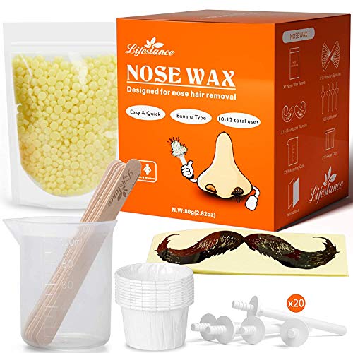 Lifestance Kit de Cera Nasal para Hombres -Kit Depilación Nariz con 80g Cera de Nariz-Kits de Depilación con Cera-Nose Waxing kit-Segura, Rápida, Indolora Nose Hair Removal Wax Kit(15-20 veces de uso)