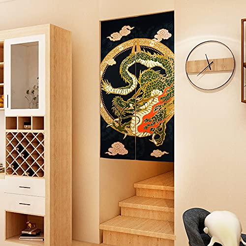 LIGICKY Cortina Japonesa noren Estilo japonés para Puerta de Puerta con diseño de dragón Chino Tradicional Volando en la Nube, Cortina divisora de habitación para Cocina Sushi, 85 x 150 cm