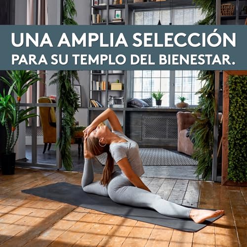 LILENO SPORTS Colchoneta de Yoga Antracita (180x60cm) con Correa de Transporte - Colchoneta Deportiva y de Yoga Extra Antideslizante de 4 mm de Grosor - Colchoneta de Gimnasia y Fitness