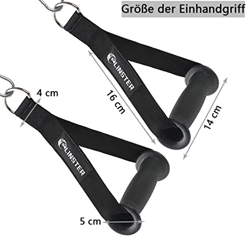 LINSTER 2PCS Mango de Resistencia para Ejercicios, Agarres Poleas Gym Nylon Cuerda Tríceps Manija Empuñadura de Silicona para Bandas de Resistencia, Poleas Gimnasio, Maquina Gimnasio