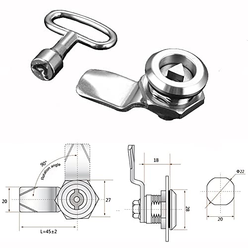 Litensh Caja de medidor eléctrico, pestillo de medidor de gas, cerradura de buzón con llave triangular, cerradura de leva roscada (18 mm, 1 unidades)