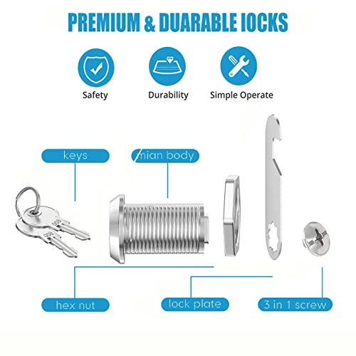 Litensh Cerradura de buzón de 20 mm, cerradura de leva de armario con llave igual, cerradura de cajones, cerradura de tocador, cerradura de puerta