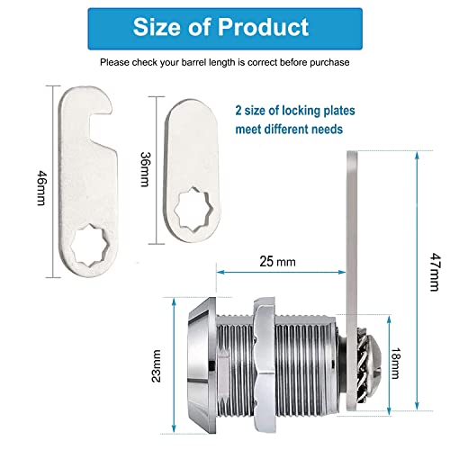 Litensh Cerradura de seguridad para buzón de correo de 25 mm, cerradura de buzón de carta, cerradura de leva de cajón de armario, cerraduras de puerta de caja de herramientas con llaves (1, 25 mm)