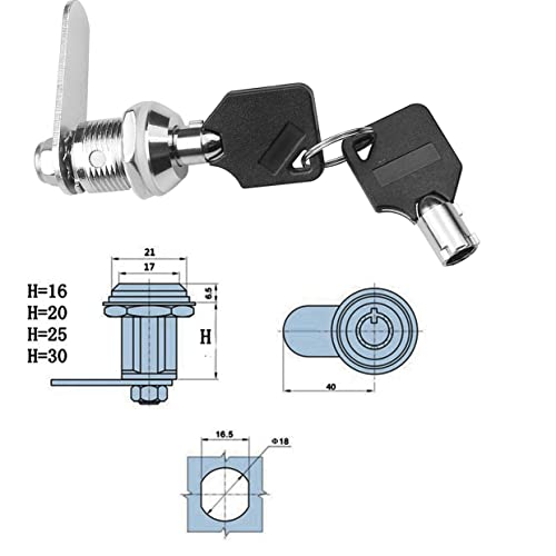 Litensh Cerradura tubular de leva con llaves diferentes, cerradura de buzón de correo, cerradura de gabinete de buzón, cerradura de buzón, cerradura de puerta y cajón, cerradura de armario (25 mm)