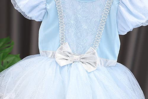 Lito Angels Disfraz Bailarina de Ballet Princesa Cenicienta para Niñas, Vestido Maillot de Danza Baile con Falda Tutu, Talla 3 a 4 Años, Azul