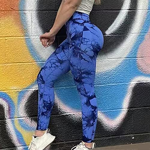 Litthing Tie Dye Gym Leggins Deporte Mujer Yoga Leggings Push Up Suaves Elásticos Tie Dye Mujer Anticeluliticos Sin Costuras Opaco Scrunch Butt Pantalones Yoga Running