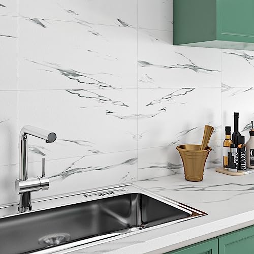 Livelynine Azulejos Adhesivos Baño Marmol Gris Claro 12 Losetas Vinilo Para Paredes De Baño 60x30cm Lavable Adhesivo Pared Cocina Suelo Vinilico Autoadhesivo Habitación Salon Vinilo Suelo Autoadhesivo